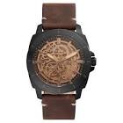 MONTRE FOSSIL AUTOMATIQUE NOIRE BRACELET CUIR MARRON reconditionné