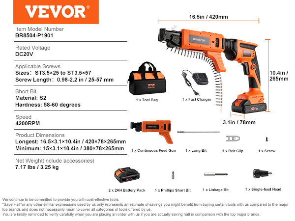 VISSEUSE A PLACO VEVOR BR8504-P1901 reconditionné