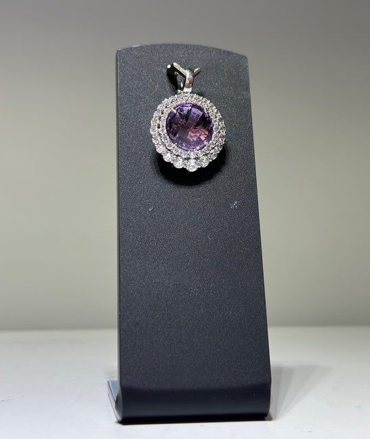 PENDENTIF OR BLANC 18K AMETHYSTE 4.02GR