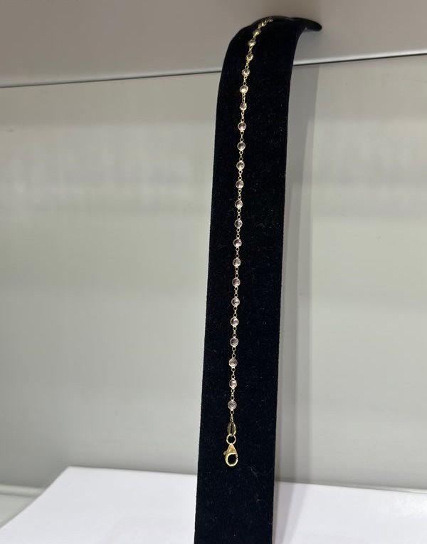 BRACELET OR PIERRES ROSES 18K 3.10GR