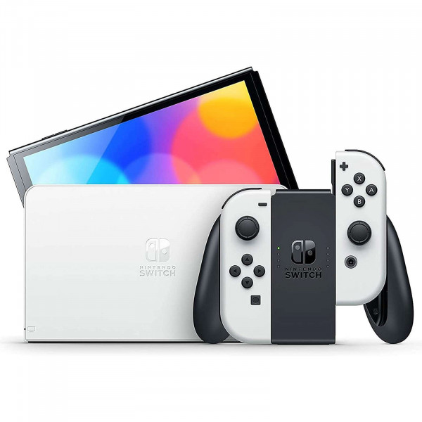 CONSOLE NINTENDO SWITCH (OLED) NOIR 64 GO + 2 JOY CON BLANC reconditionné
