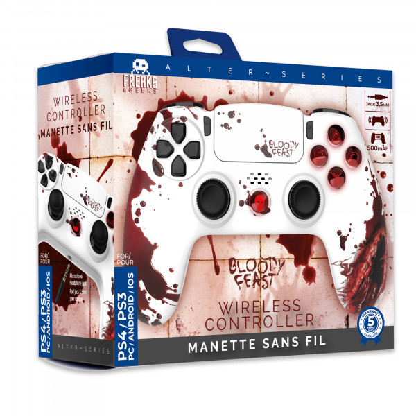 MANETTE SANS FIL PS4 LED - BLOODY FEAST NEUVE 140142F reconditionné