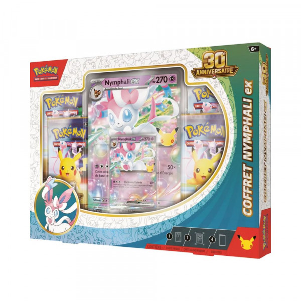 POKEMON COFFRET - 4 BOOSTERS 30E ANNIVERSAIRE : NYMPHALI EX (FRANCAIS) reconditionné
